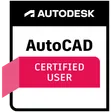 Autodesk AutoCAD Certified User badge, issued by Autodesk